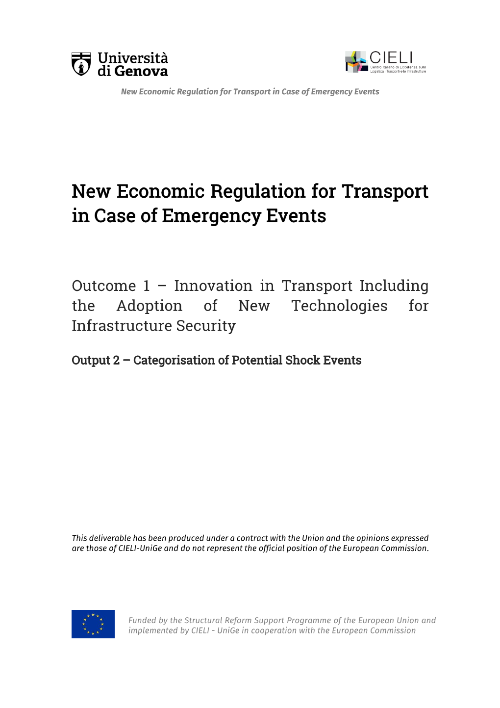 New Economic Regulation for Transport in Case of Emergency Events