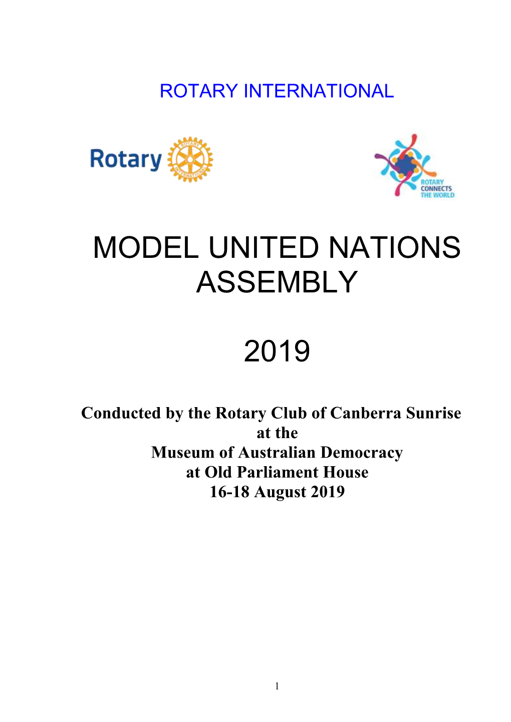 Model United Nations Assembly 2019