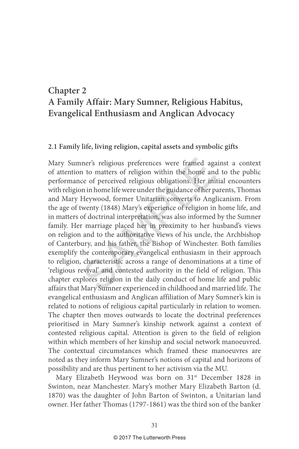 Mary Sumner, Religious Habitus, Evangelical Enthusiasm and Anglican Advocacy