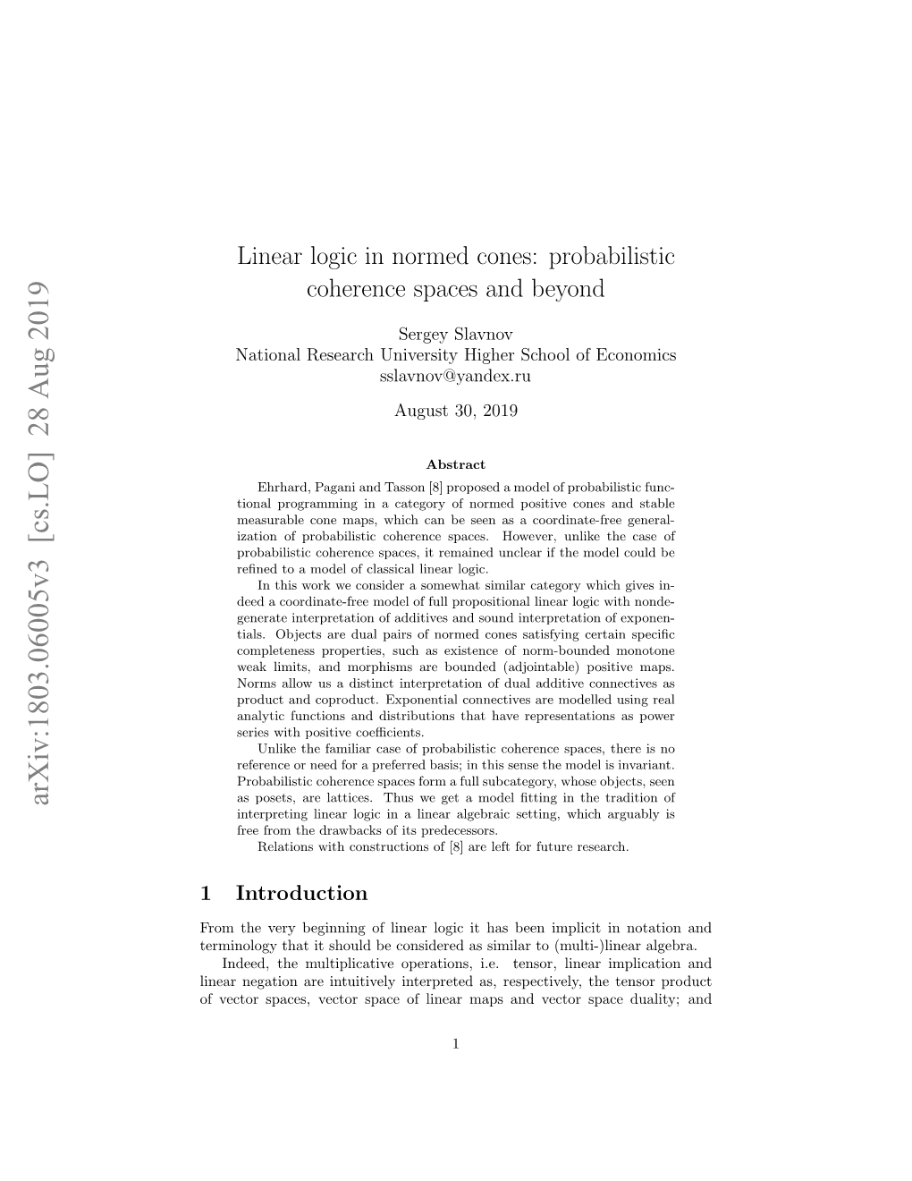 Linear Logic in Normed Cones: Probabilistic Coherence Spaces And