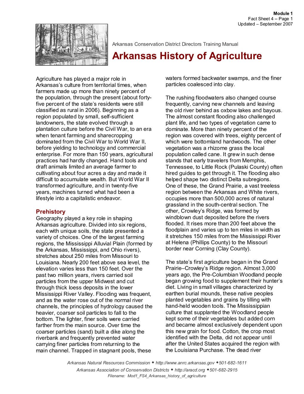 Arkansas History of Agriculture