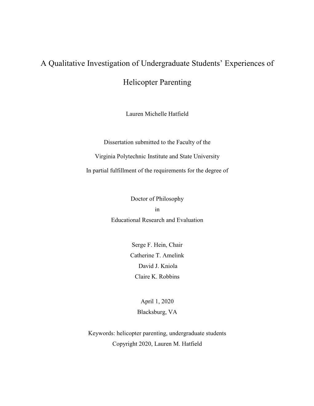 A Qualitative Investigation of Undergraduate Students’ Experiences Of