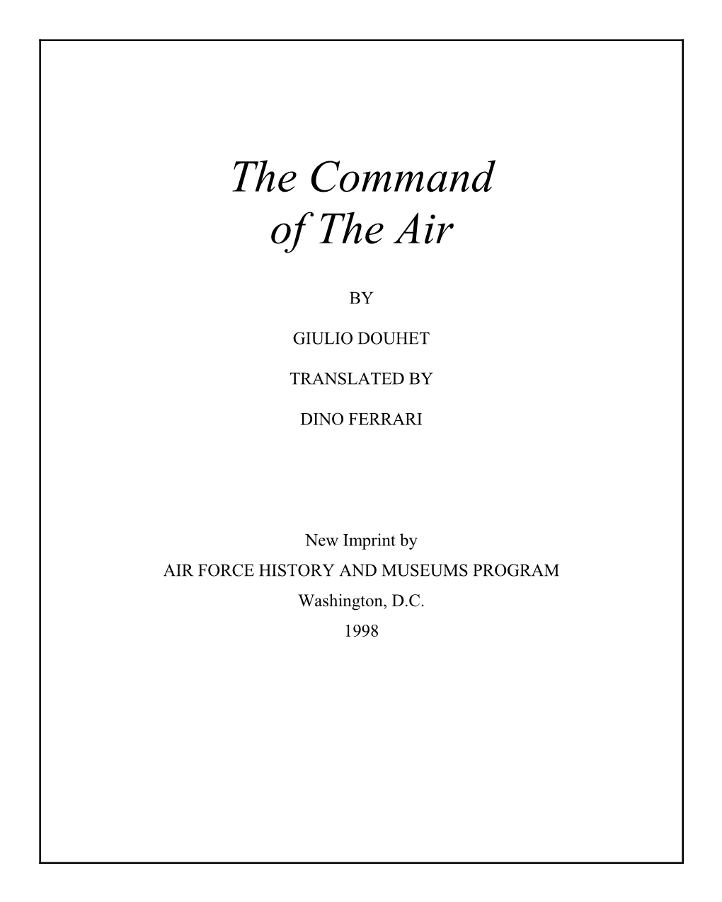 The Command of the Air