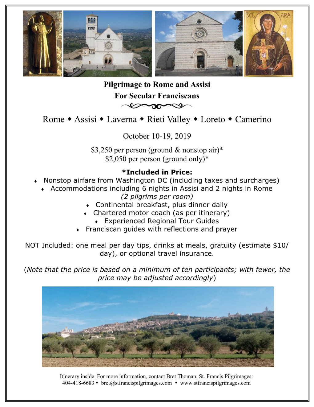 Rome Assisi Laverna Rieti Valley Loreto Camerino