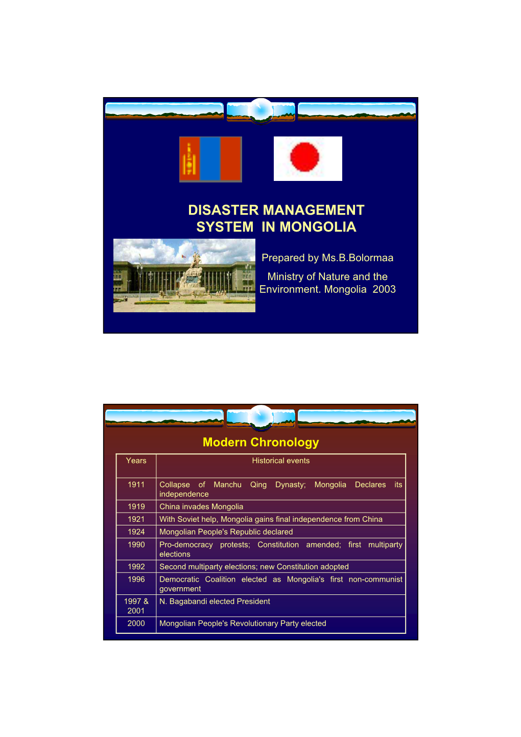 Disaster Management System in Mongolia