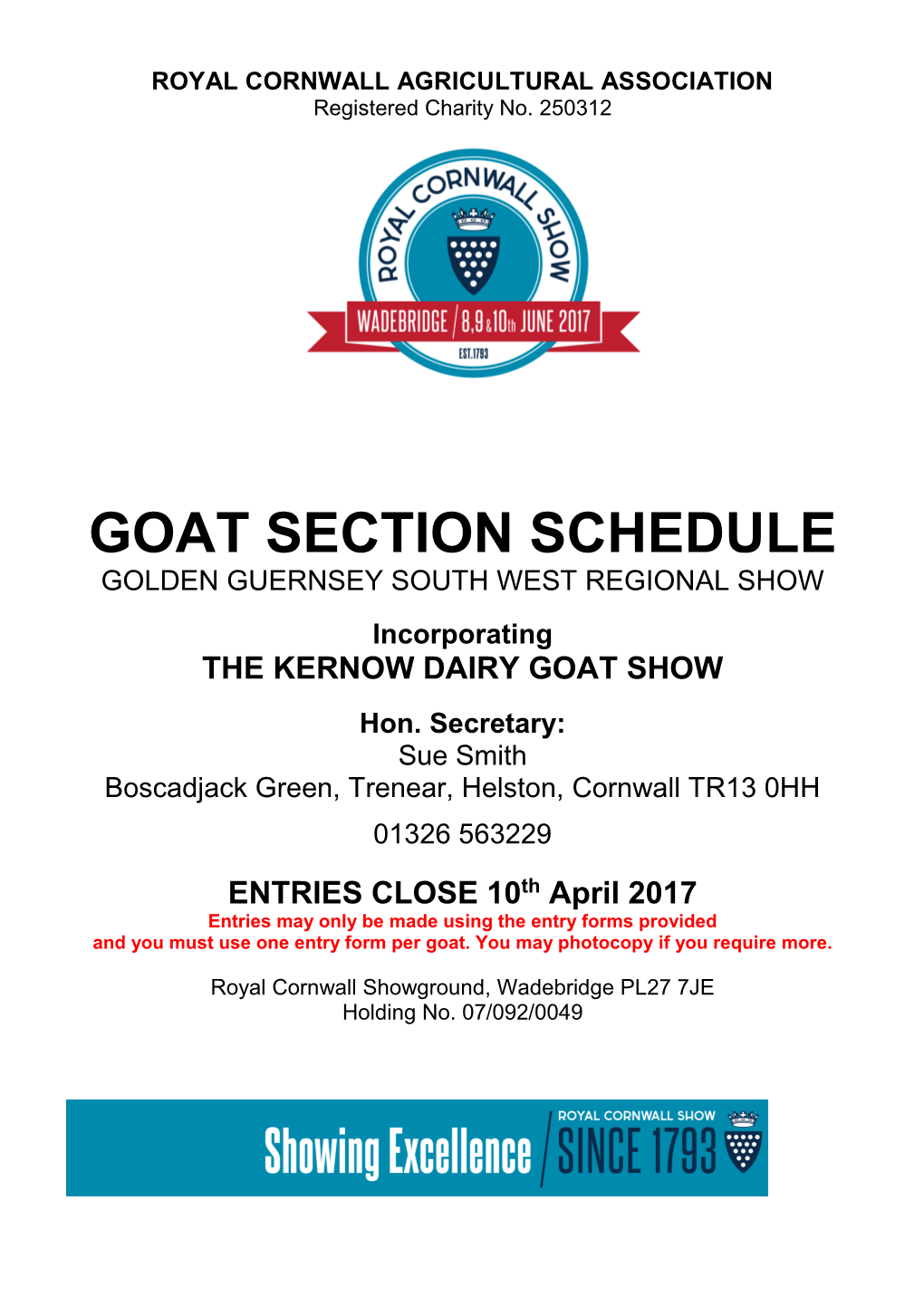 Goat Section Schedule Golden Guernsey South West Regional Show