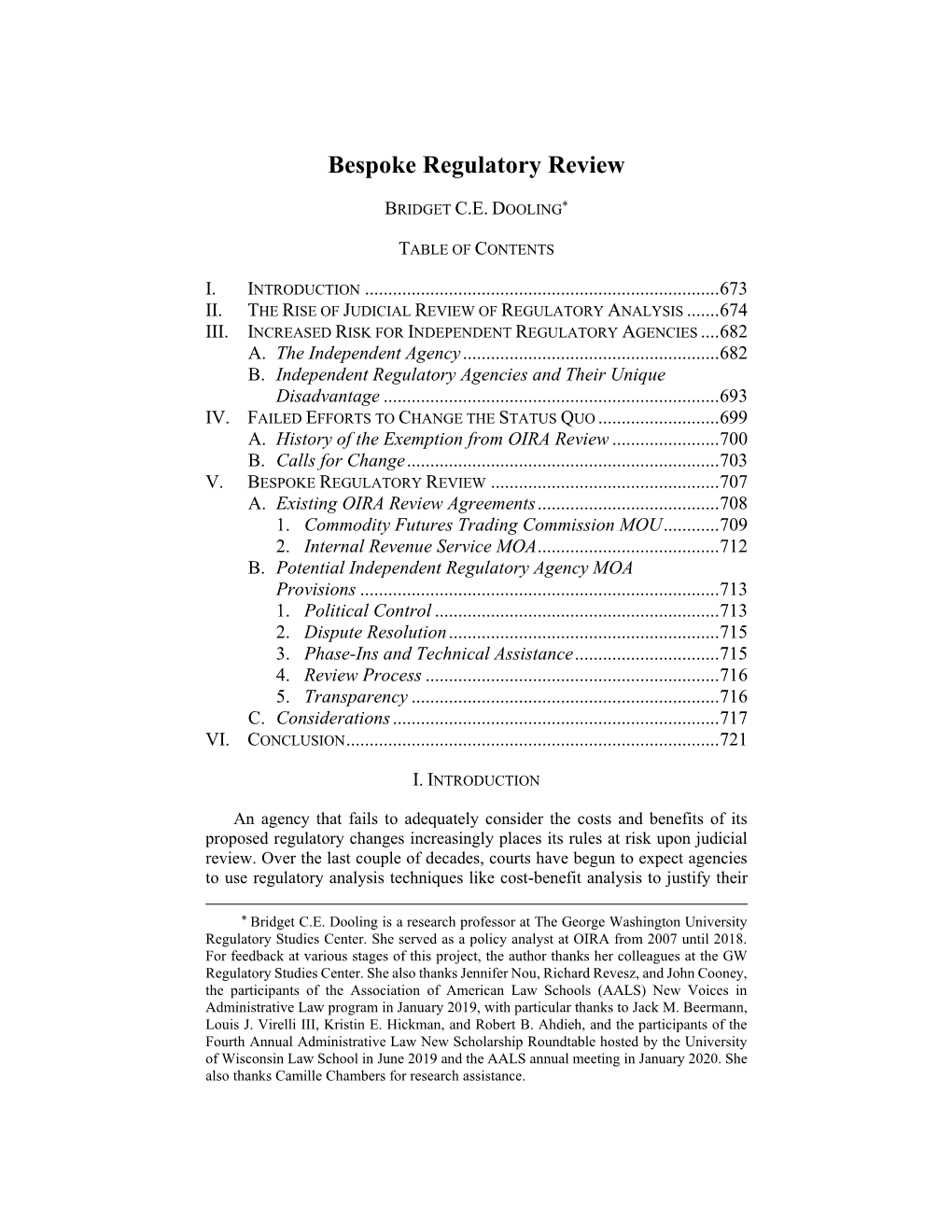 Bespoke Regulatory Review