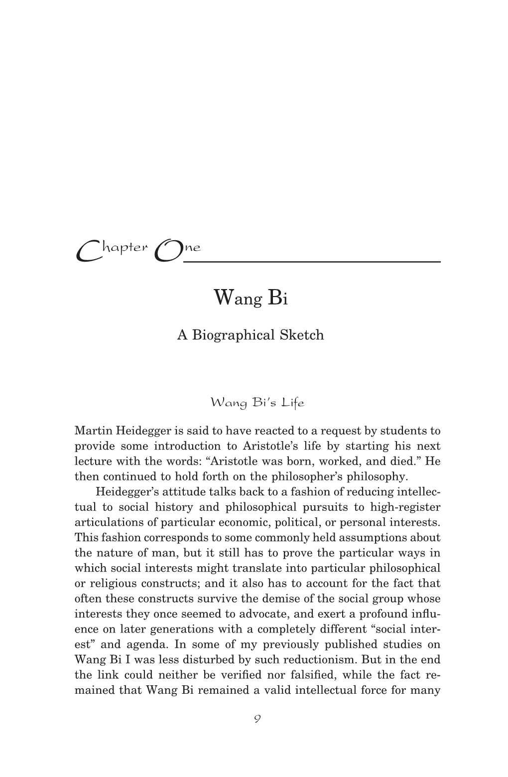 Chapter One Wang Bi