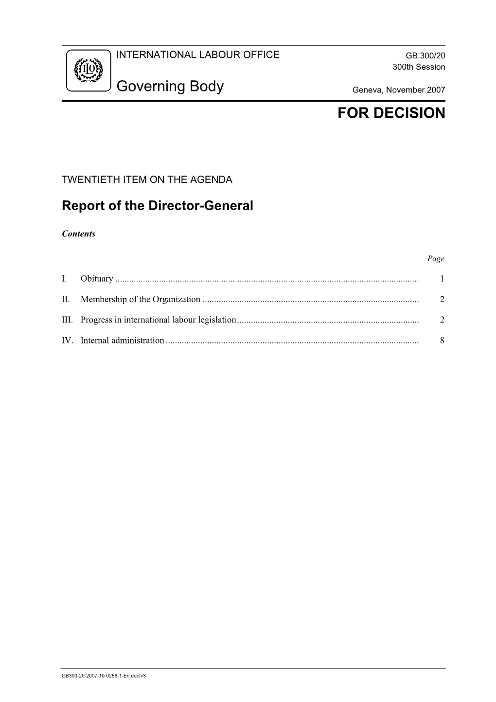 Report of the Director-General