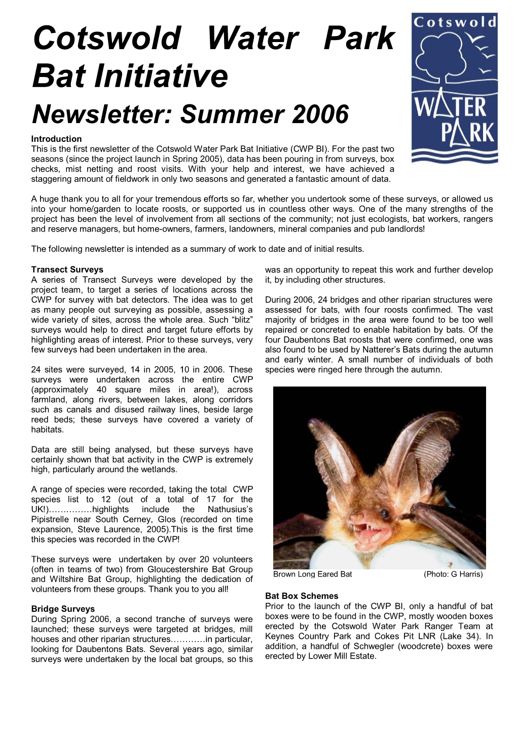 Cotswold Water Park Bat Initiative