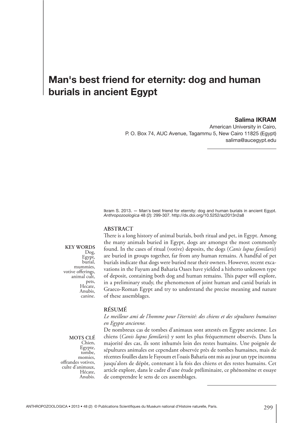 Man's Best Friend for Eternity: Dog and Human Burials in Ancient Egypt