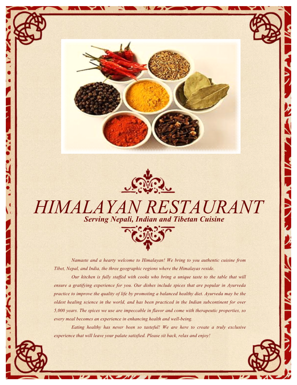 Himalayan Menu Template