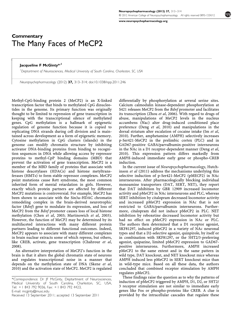 The Many Faces of Mecp2
