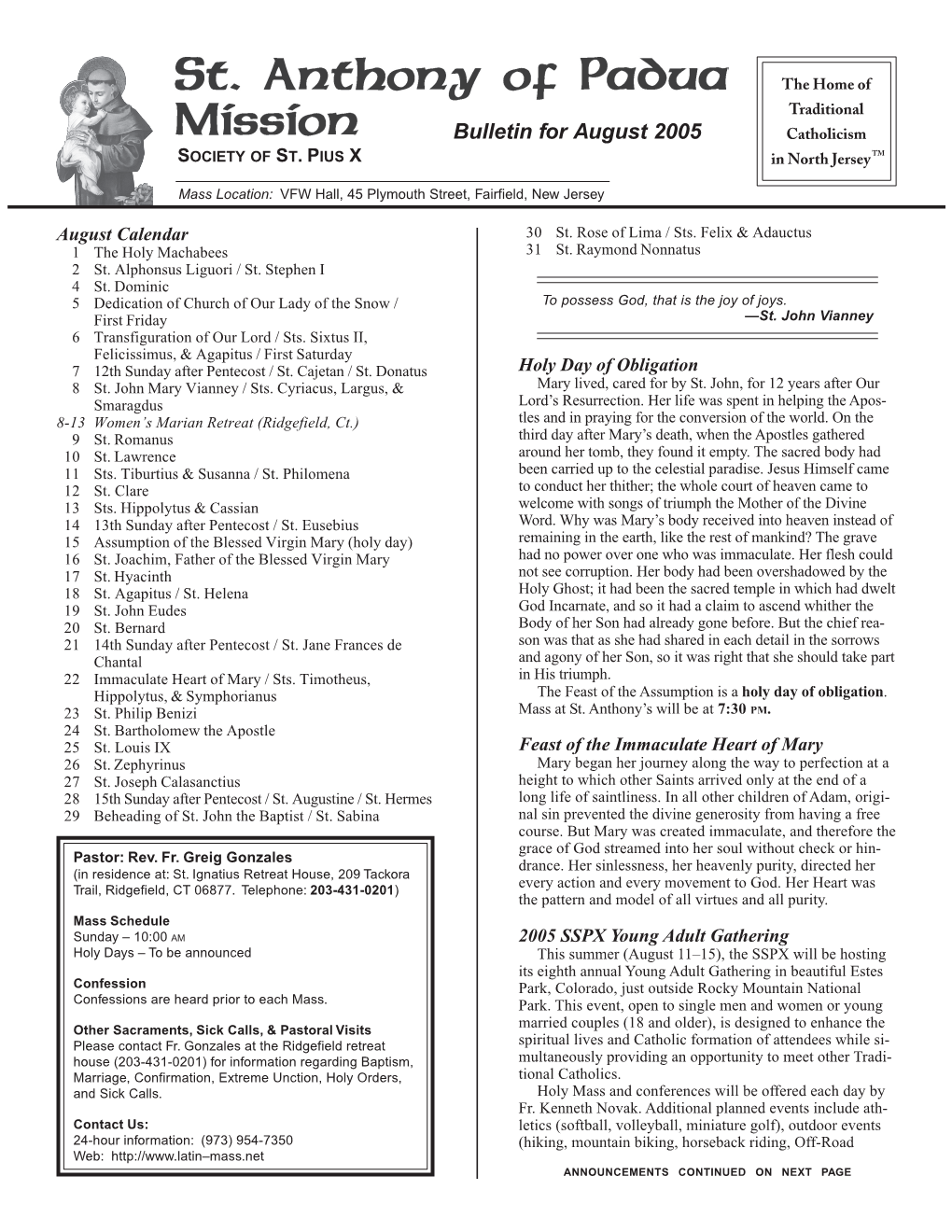 August 2005 Bulletin