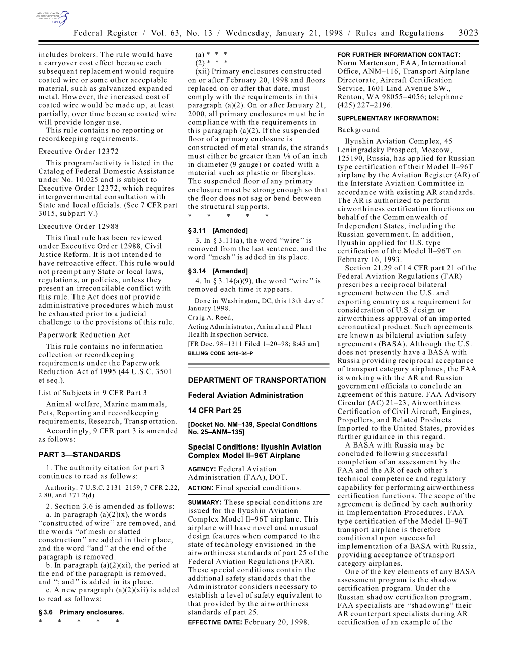 Federal Register / Vol. 63, No. 13 / Wednesday, January 21, 1998 / Rules and Regulations 3023 Includes Brokers