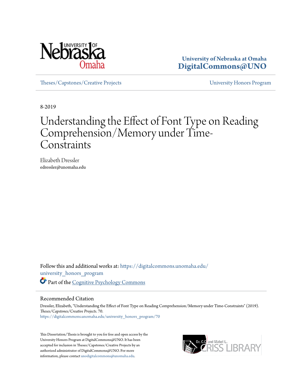 Understanding the Effect of Font Type on Reading Comprehension/Memory Under Time-Constraints