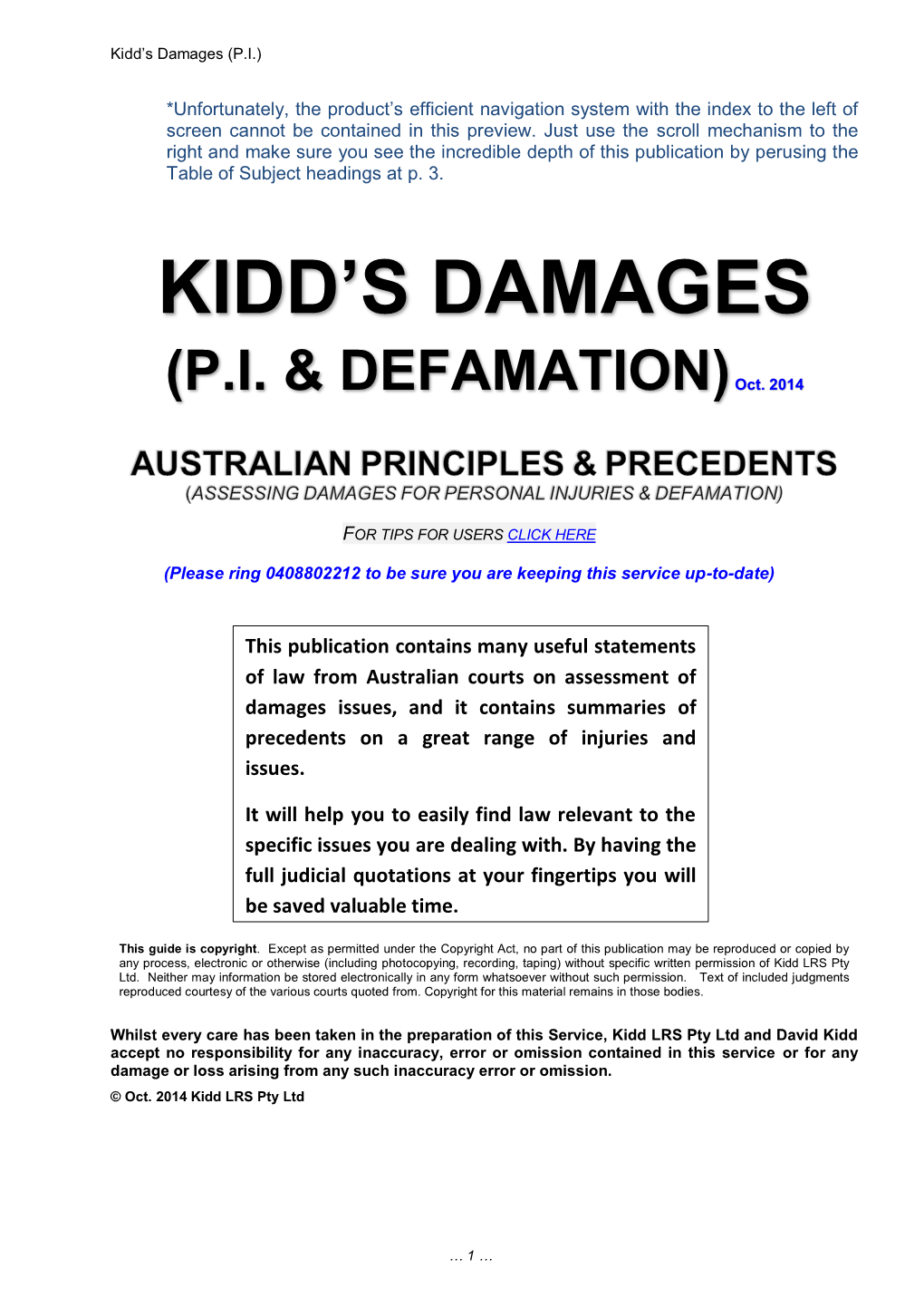 Kidd's Damages