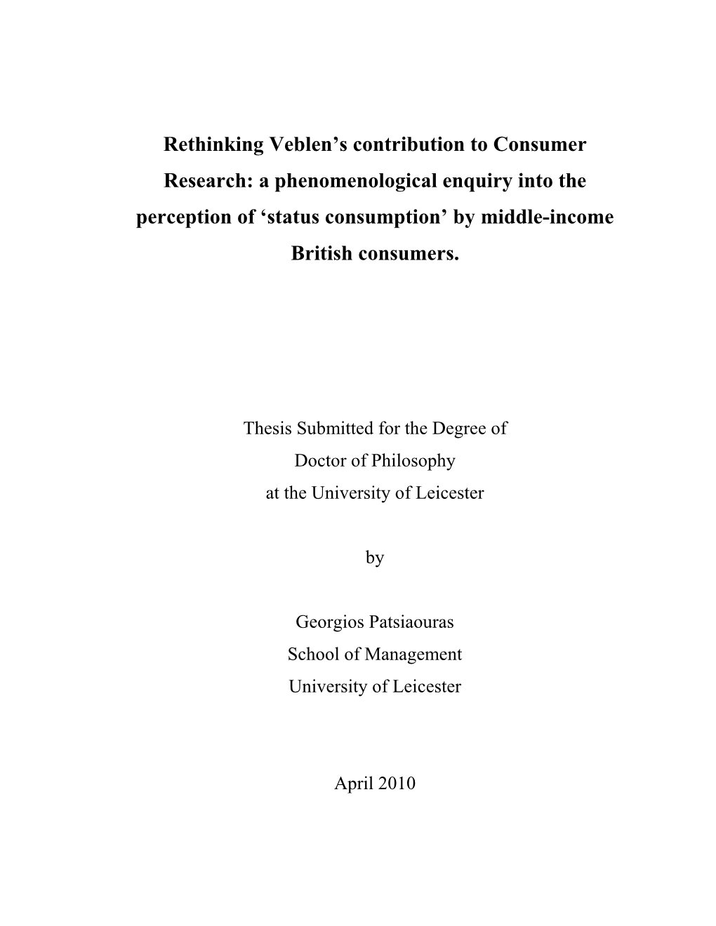 Rethinking Veblen's Contribution to Consumer Research: A