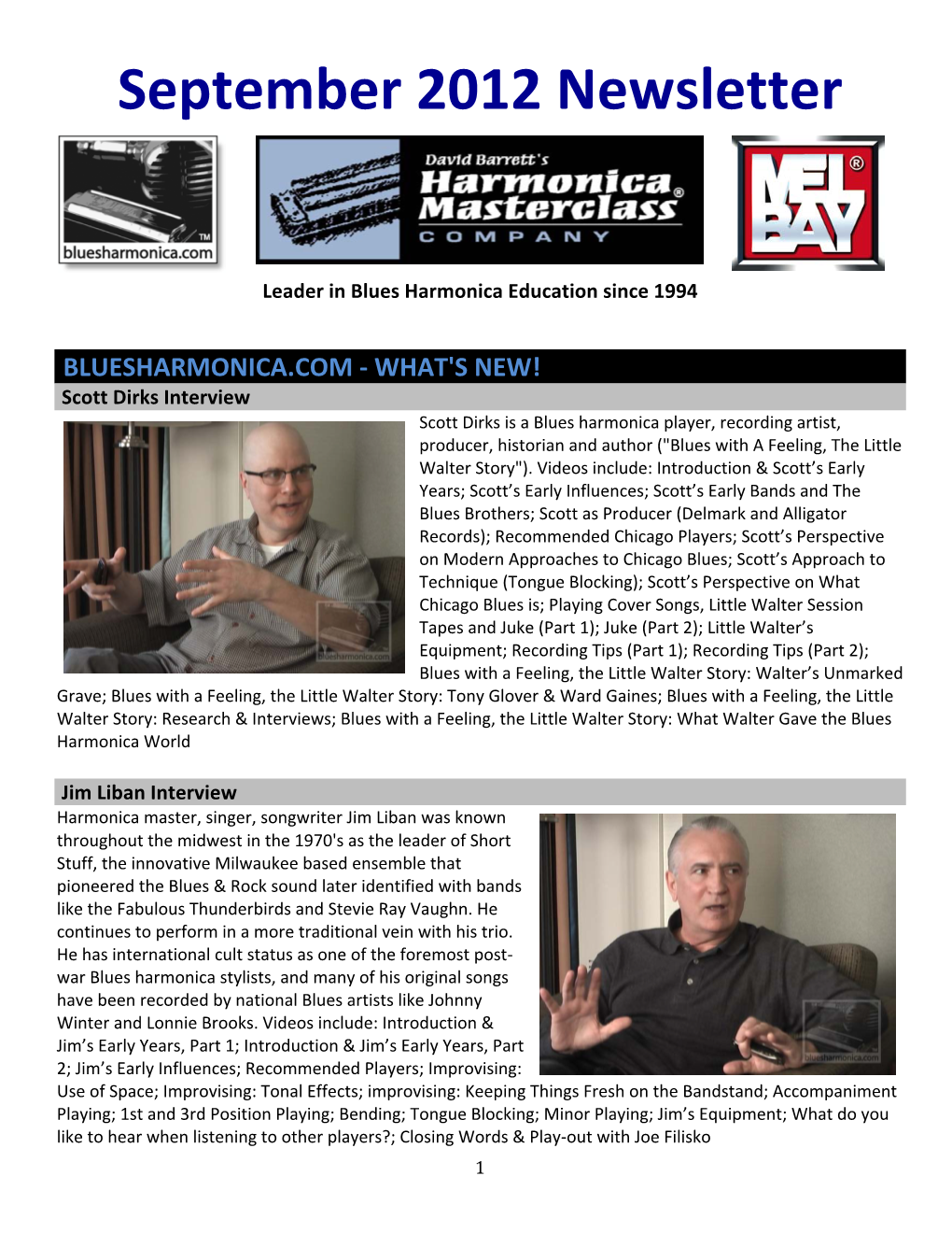 David Barrett Newsletter Sept 2012