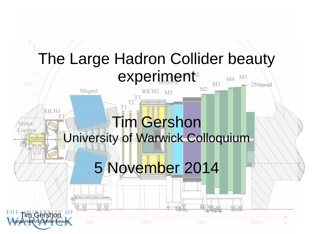 The Large Hadron Collider Beauty Experiment Tim Gershon