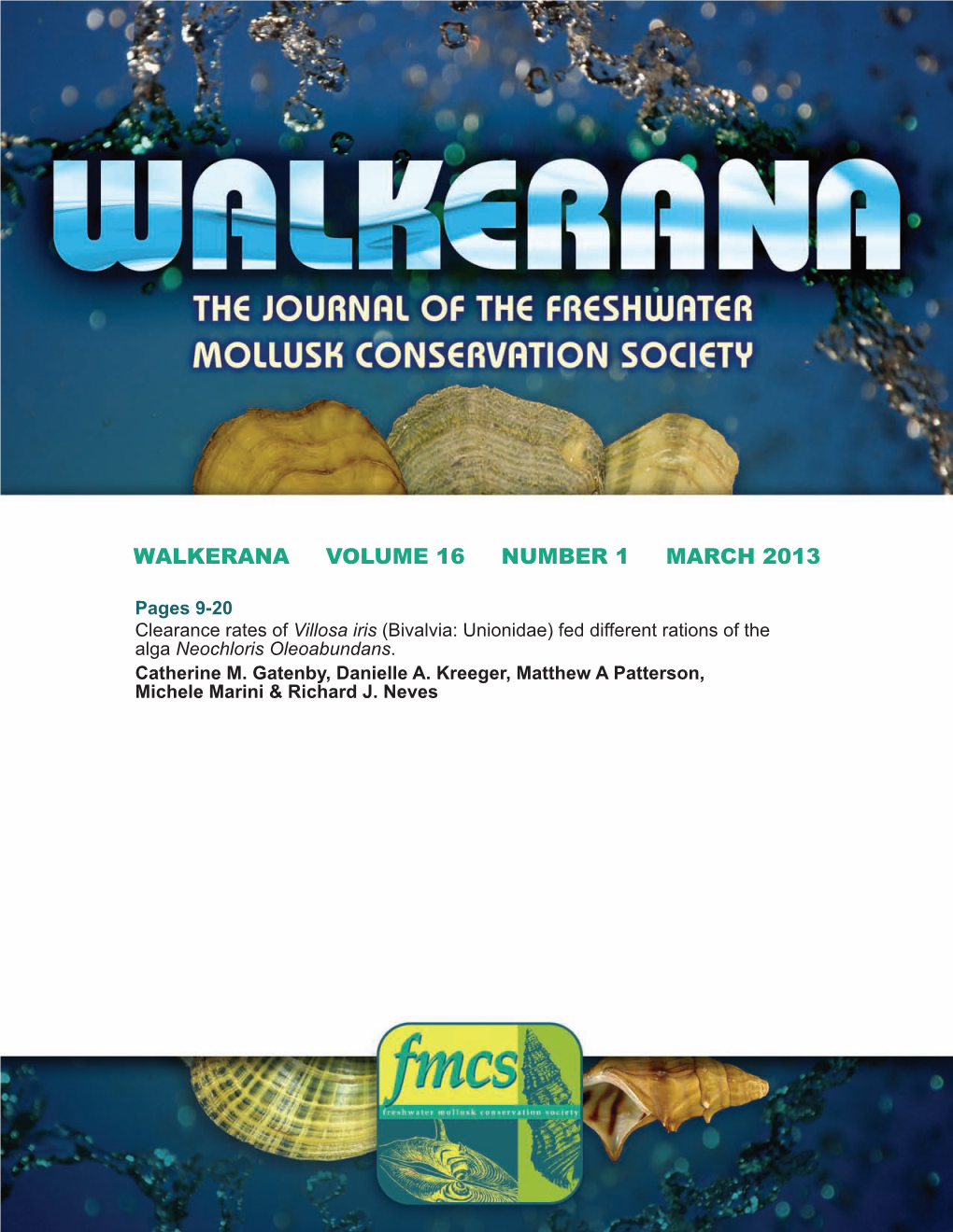Walkerana Volume 16 Number 1 March 2013