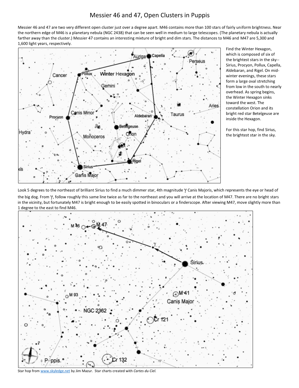 Messier 46 and 47, Open Clusters in Puppis