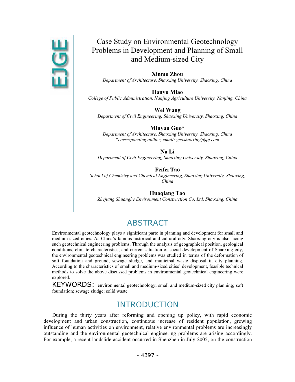 Case Study on Environmental Geotechnology Problems in Development and Planning of Small and Medium-Sized City