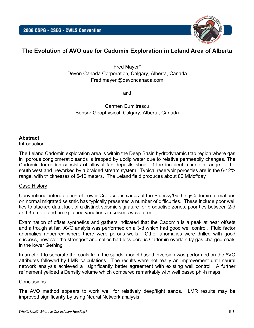 The Evolution of AVO Use for Cadomin Exploration in Leland Area of Alberta