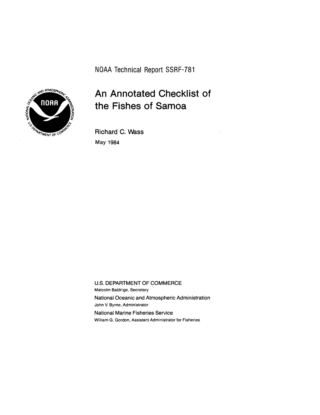 An Annotated Checklist of the Fishes of Samoa