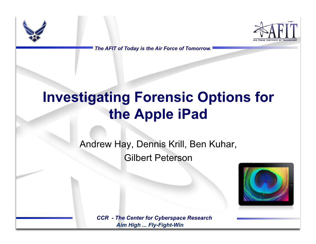 Investigating Forensic Options for the Apple Ipad