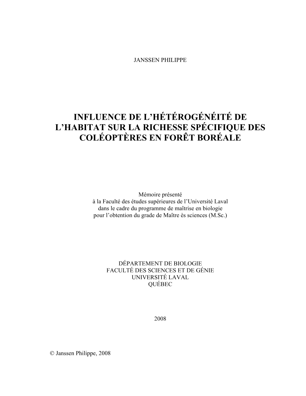 Influence De L'hétérogénéité De L'habitat Sur La Richesse