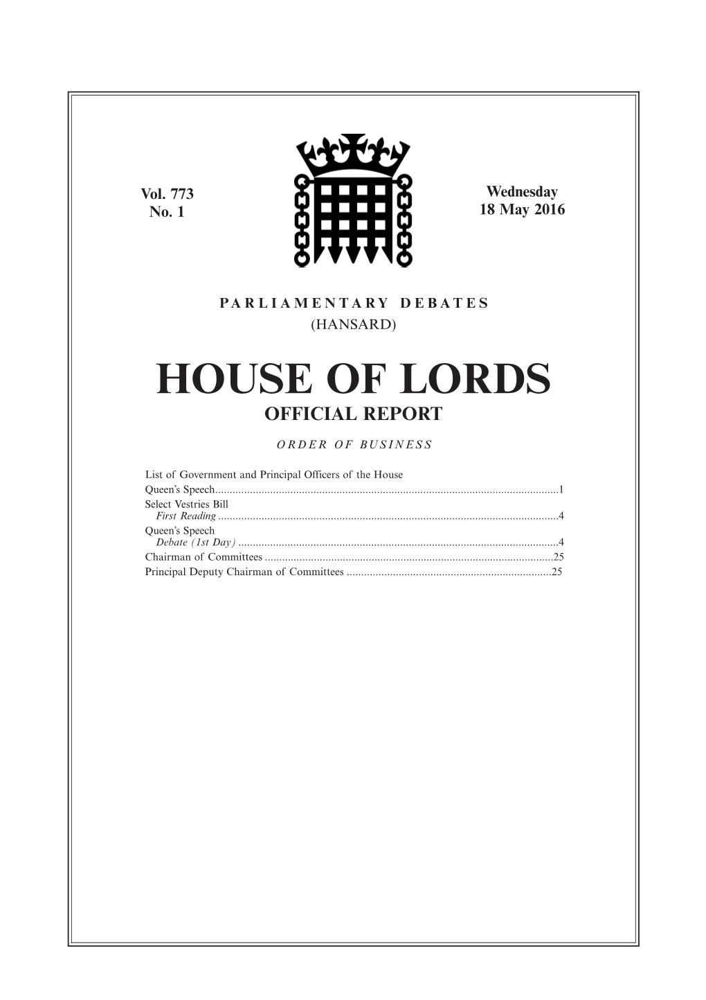 House of Lords Official Report