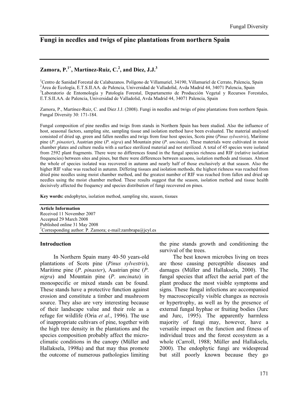 Fungi in Needles and Twigs of Pine Plantations from Northern Spain