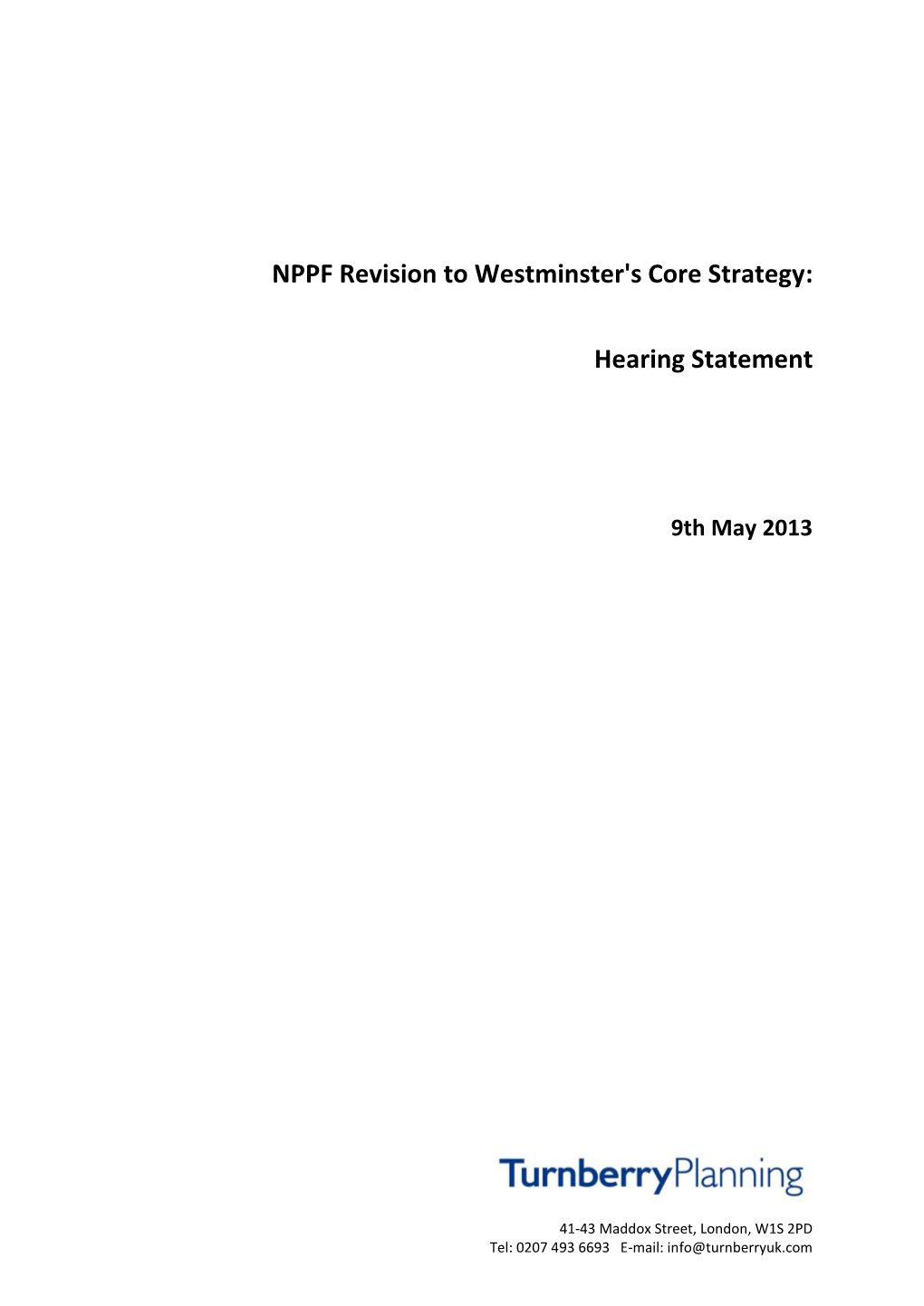 NPPF Revision to Westminster's Core Strategy