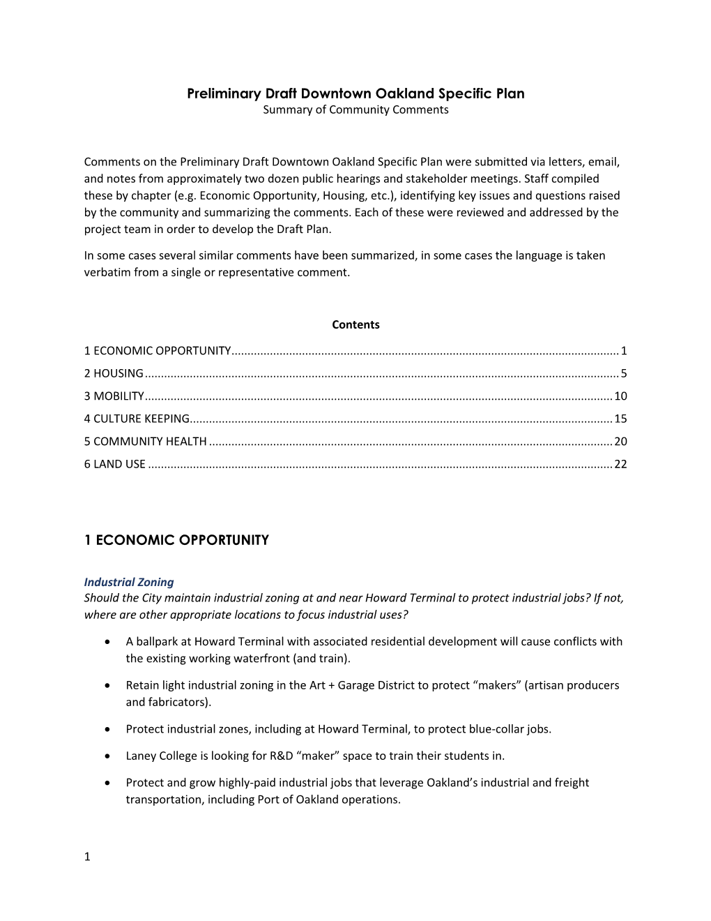 Preliminary Draft Downtown Oakland Specific Plan 1 ECONOMIC