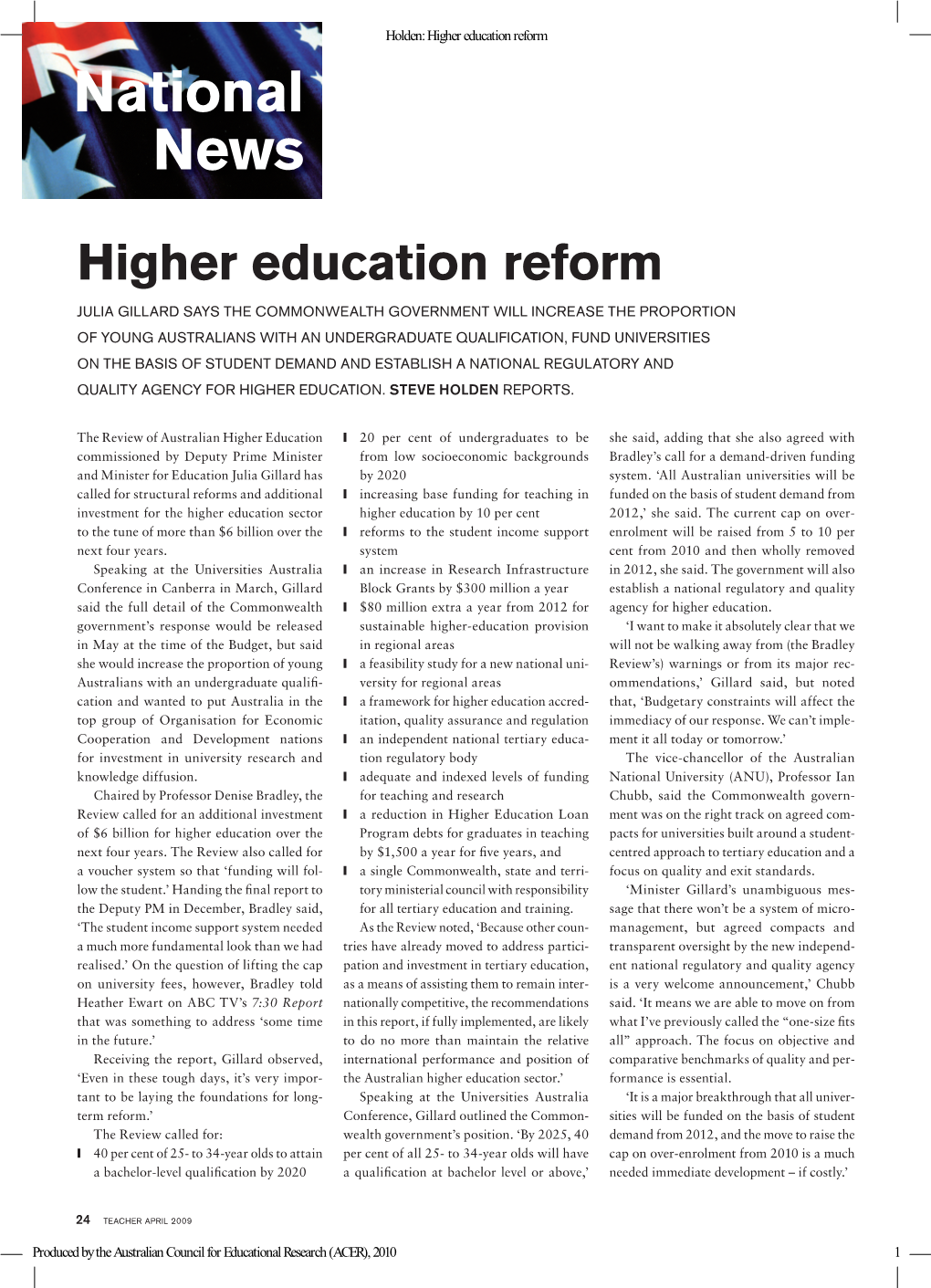 Higher Education Reform National News