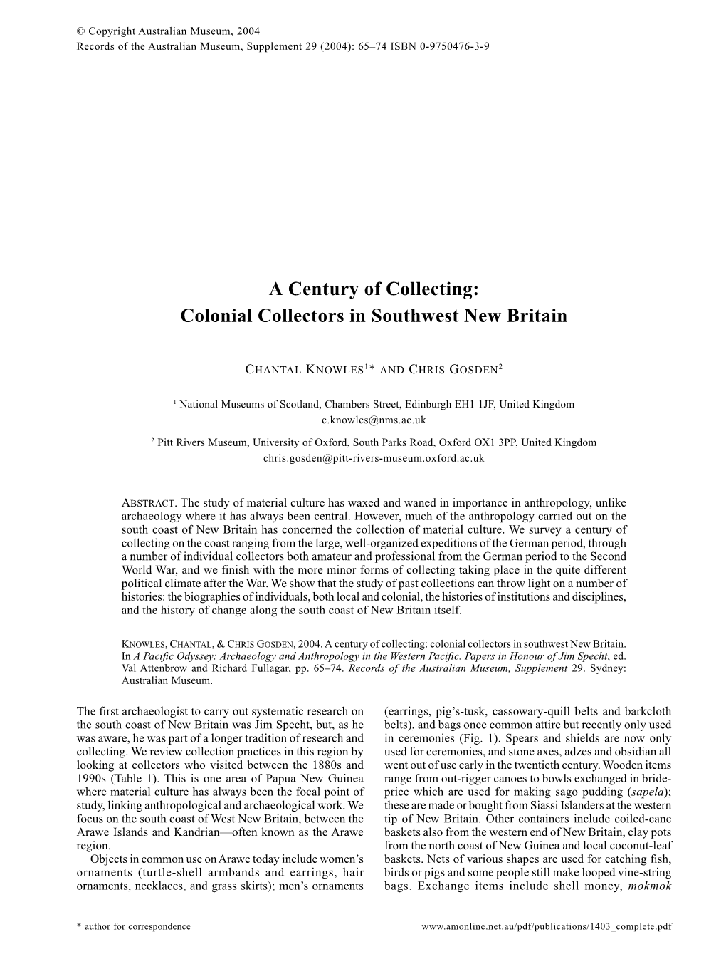 Colonial Collectors in Southwest New Britain. in a Pacific Odyssey: Archaeology and Anthropology in the Western Pacific