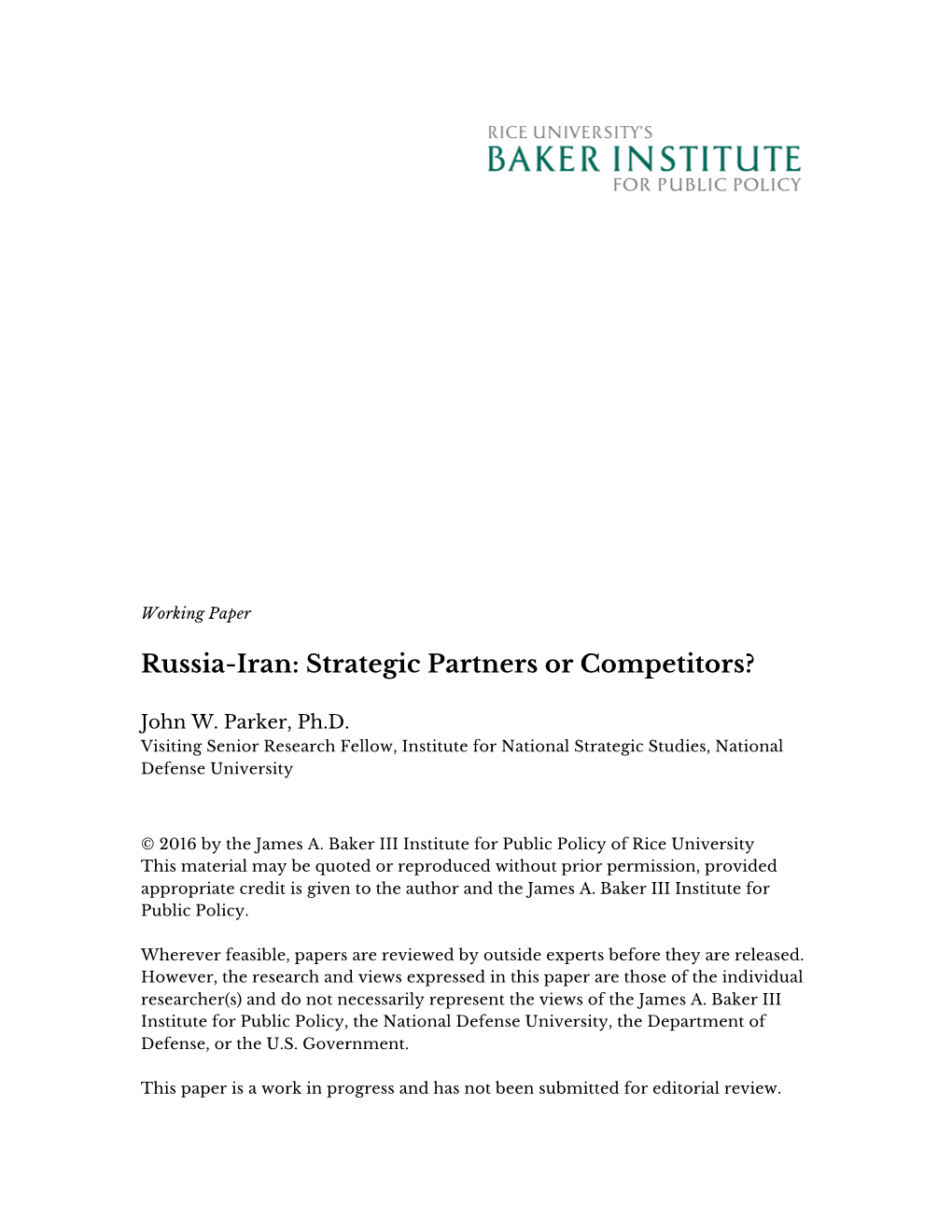 Russia-Iran: Strategic Partners Or Competitors?