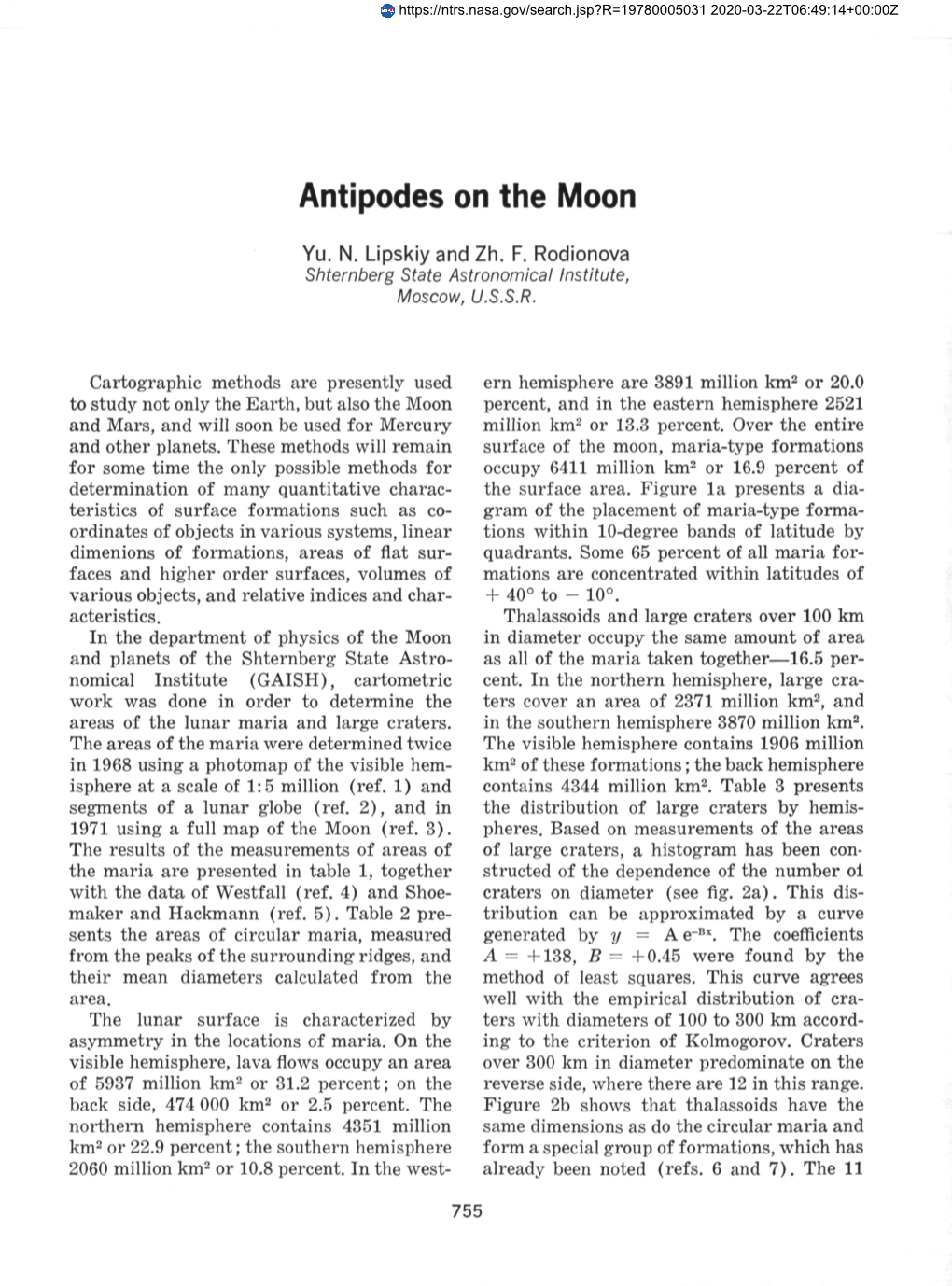 Antipodes on the Moon