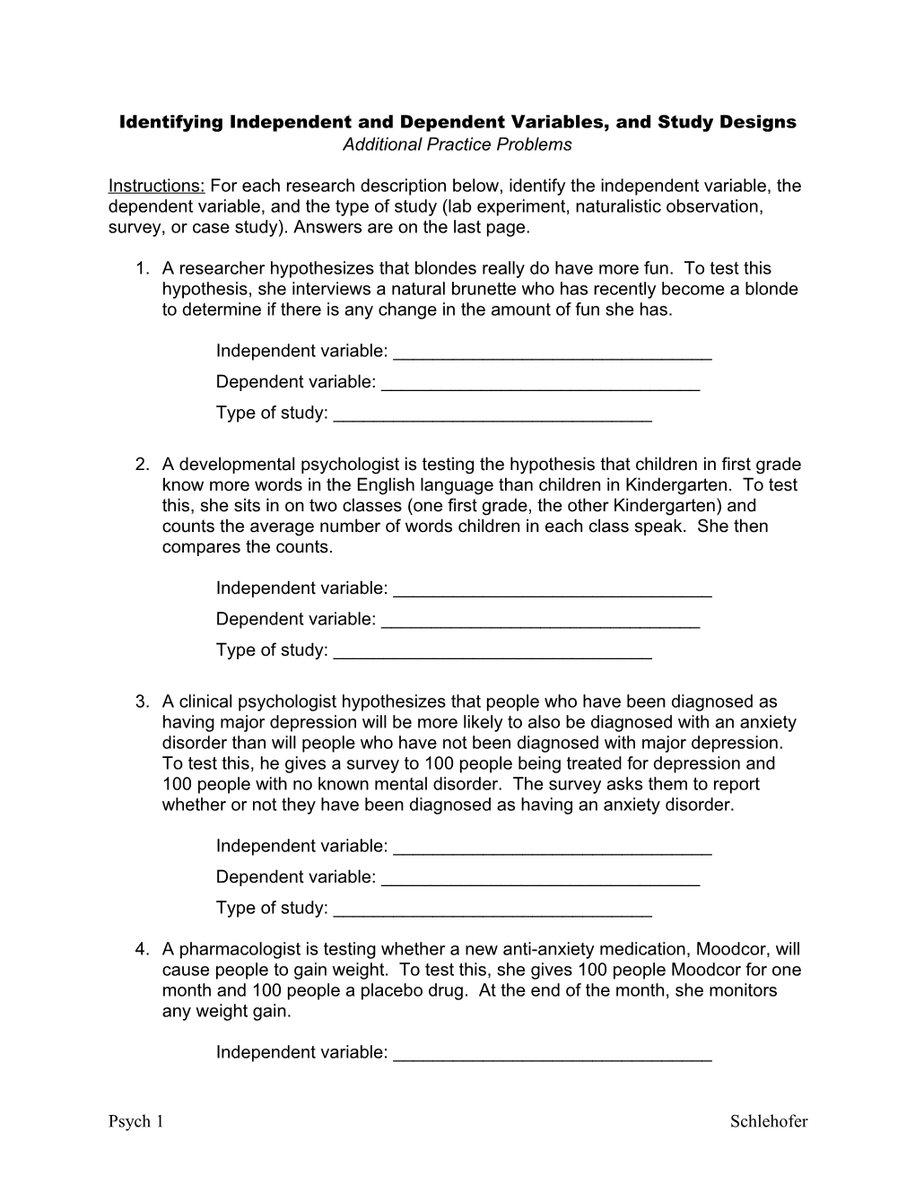 Identifying Ivs, Dvs, and Study Designs