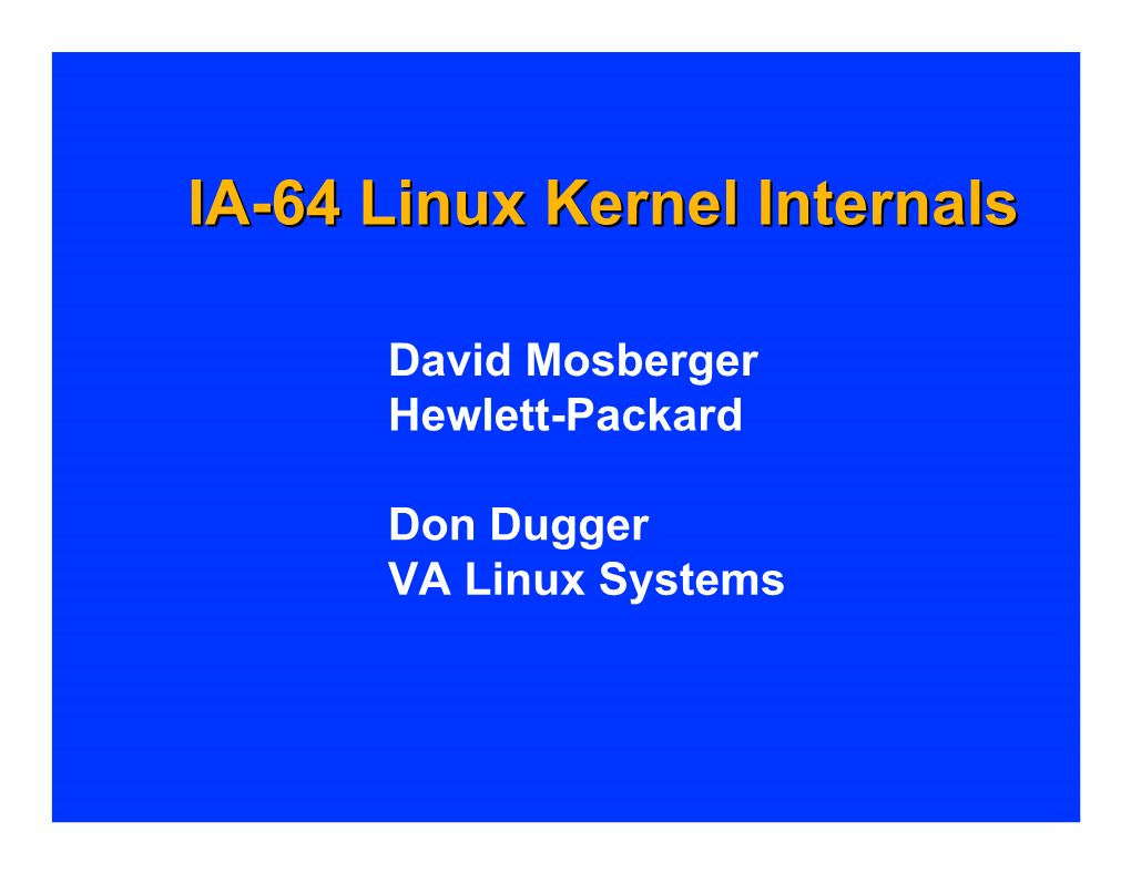 IA-64 Linux Kernel Internals