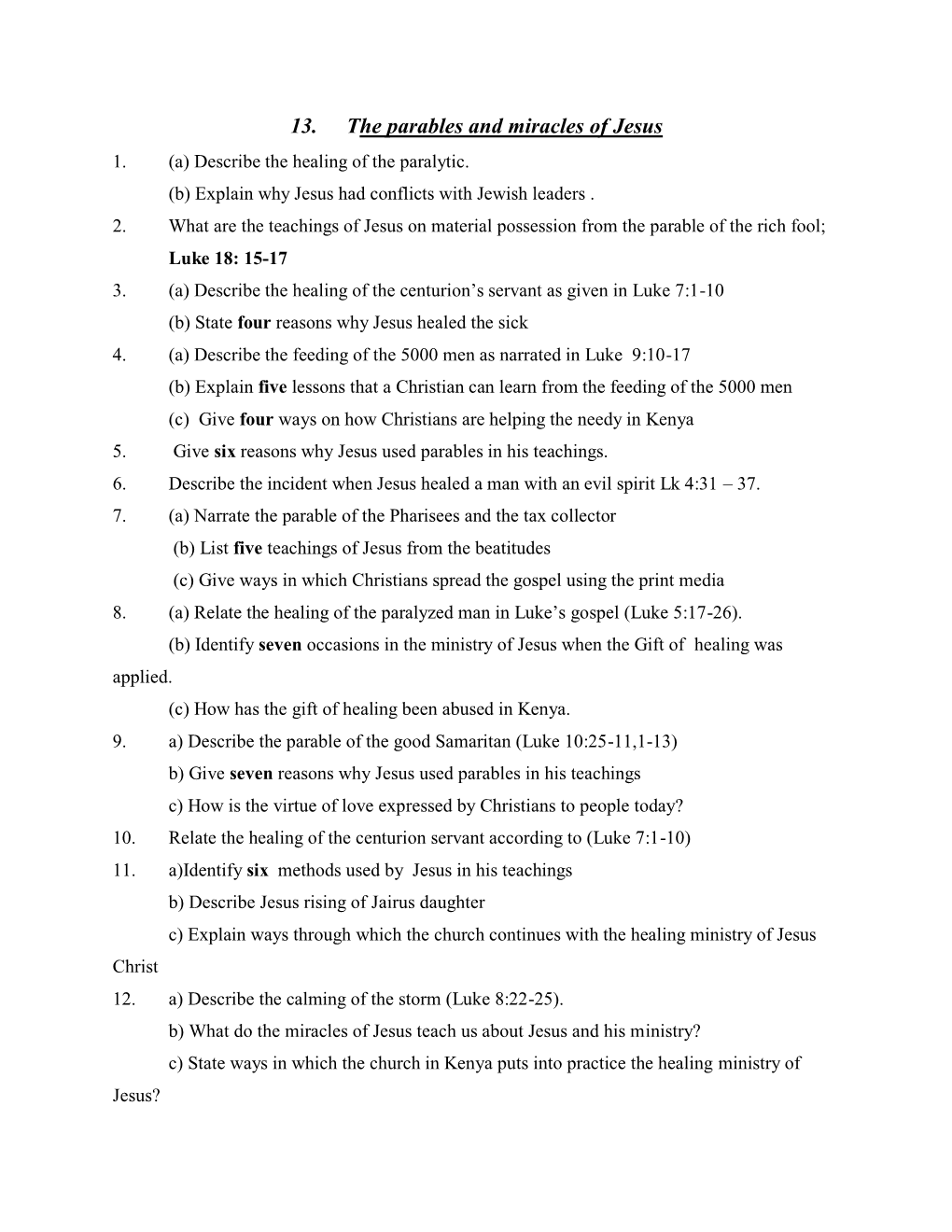 13. the Parables and Miracles of Jesus 1
