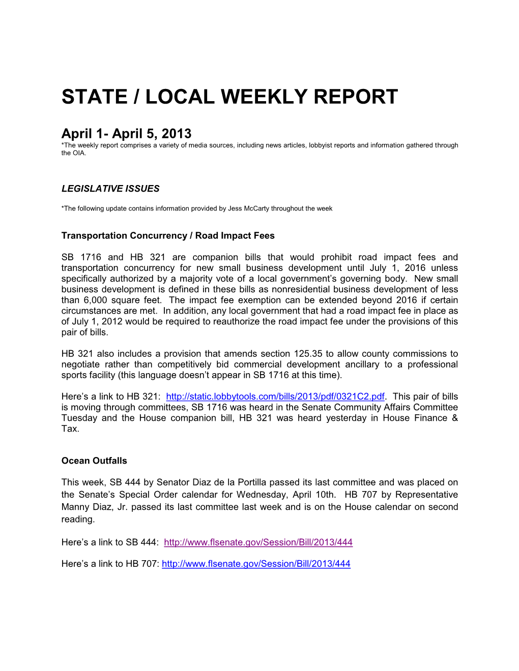 State / Local Weekly Report