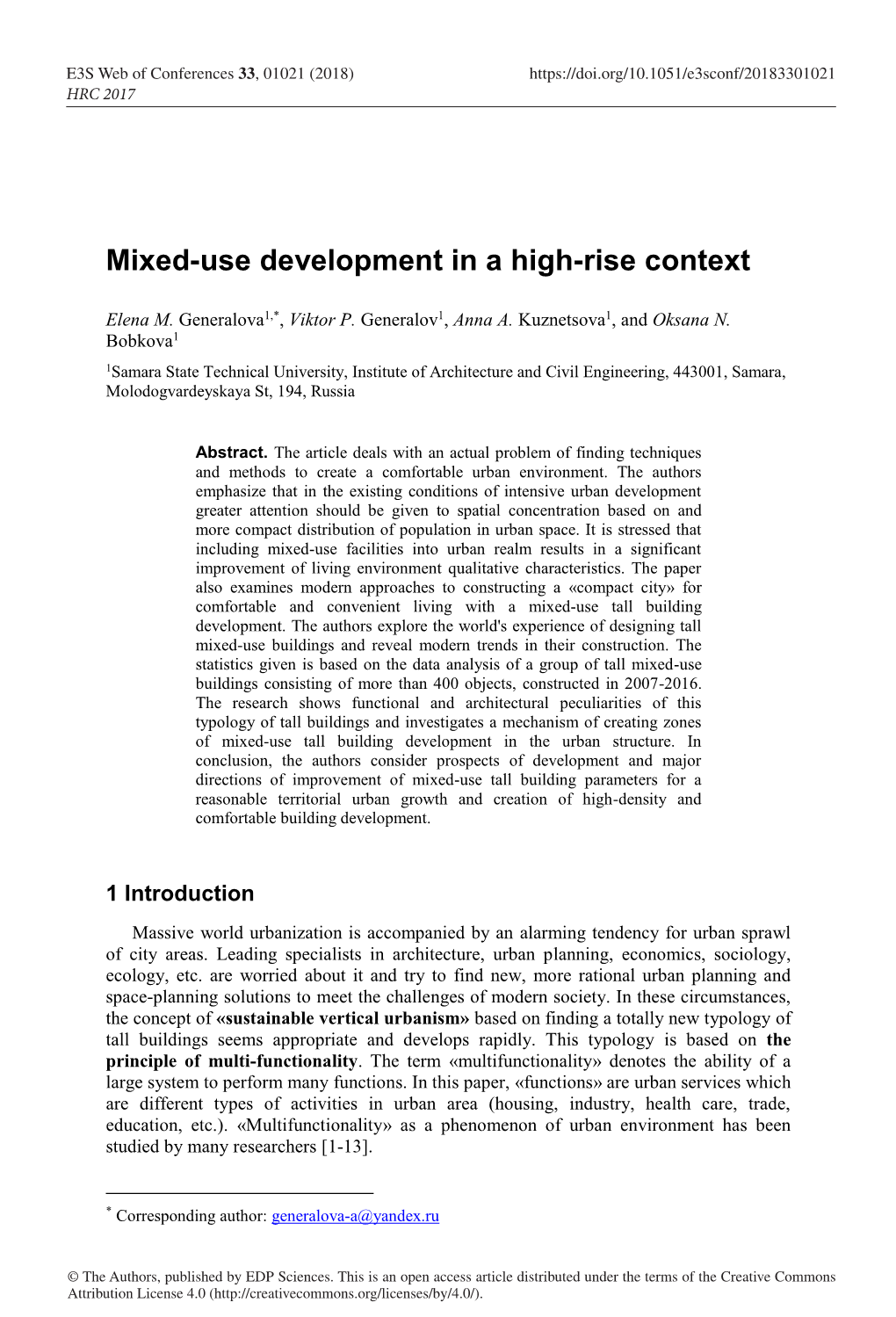 Mixed-Use Development in a High-Rise Context