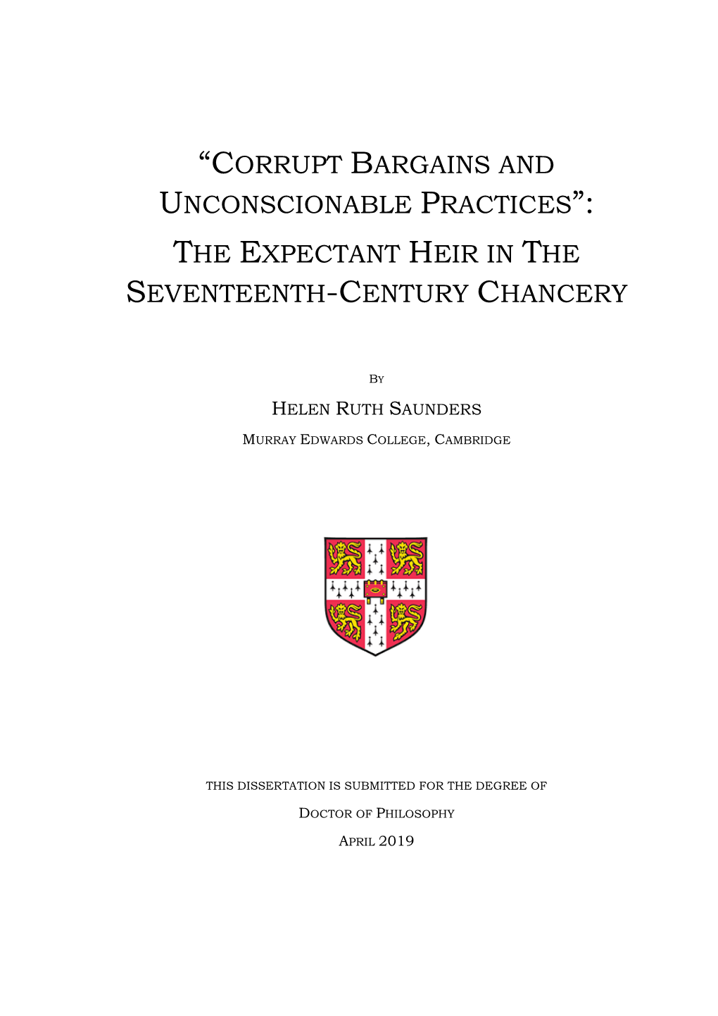 “Corrupt Bargains and Unconscionable Practices”: the Expectant Heir in the Seventeenth-Century Chancery