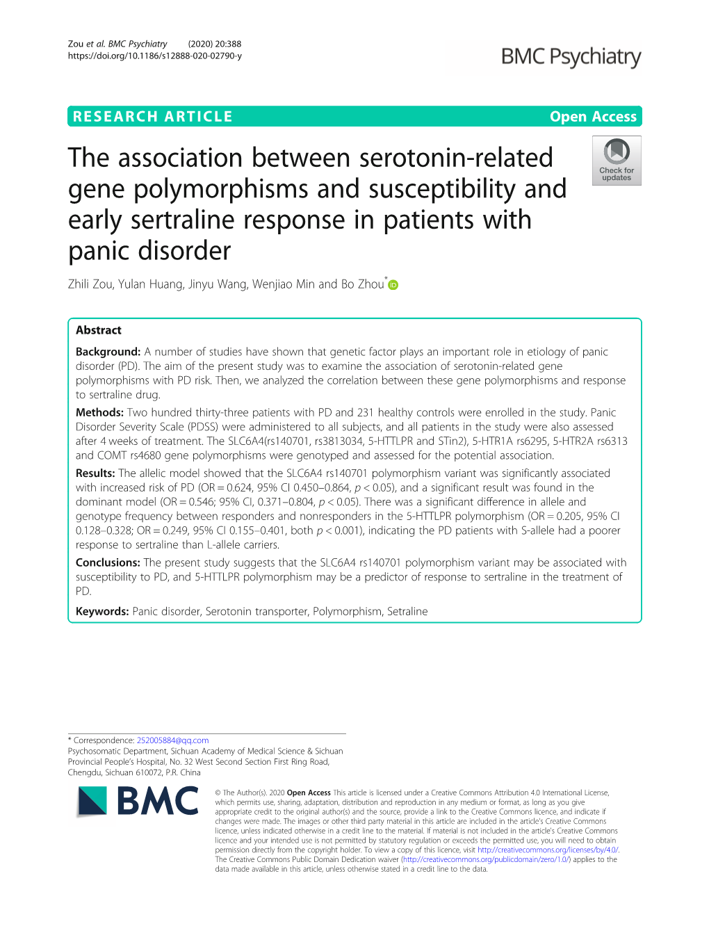 The Association Between Serotonin-Related Gene