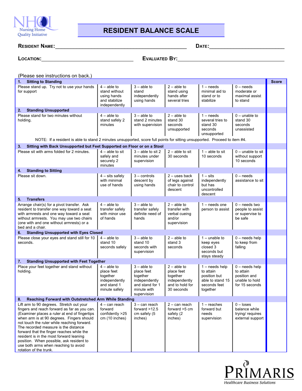 Resident Balance Scale