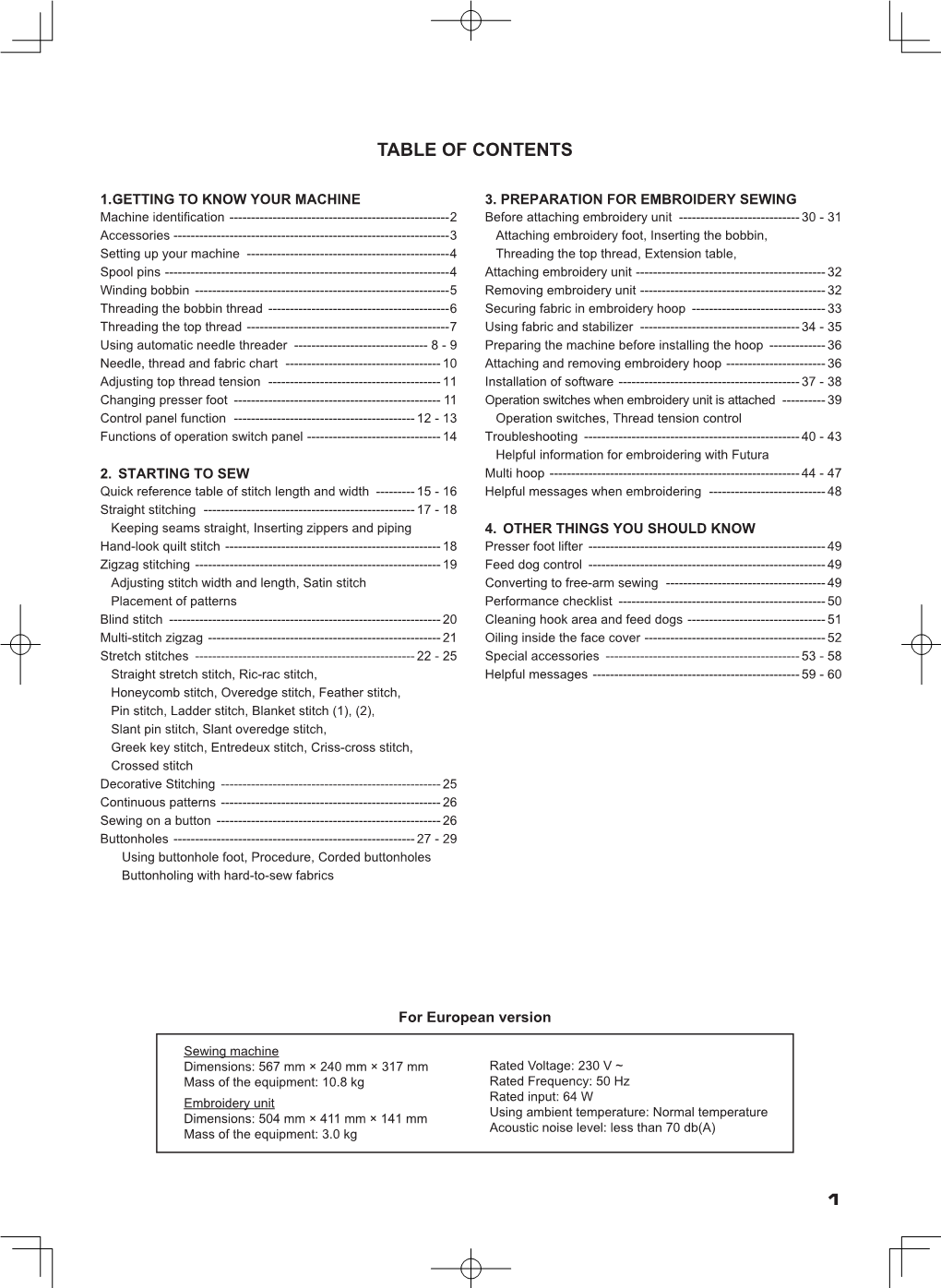 Table of Contents