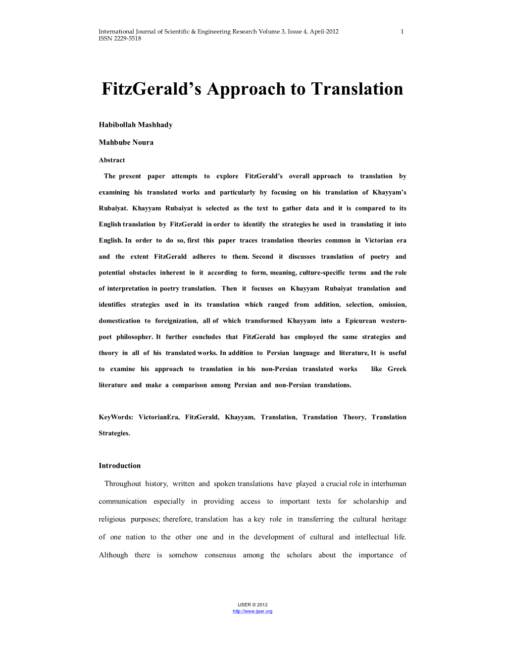 Fitzgerald's Approach to Translation