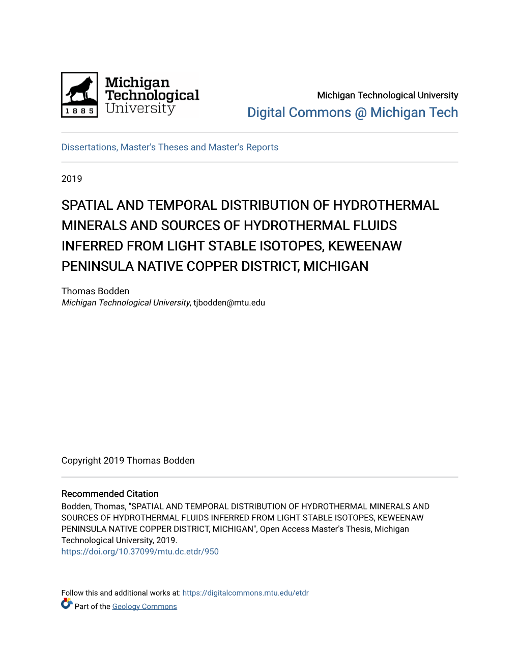 Spatial and Temporal Distribution of Hydrothermal Minerals and Sources of Hydrothermal Fluids Inferred from Light Stable